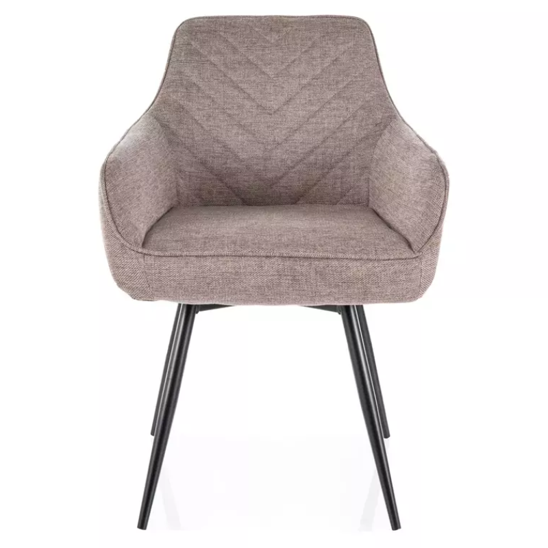 Chaise beige pivotante avec retour automatique et tissu FILIPE, pieds noir