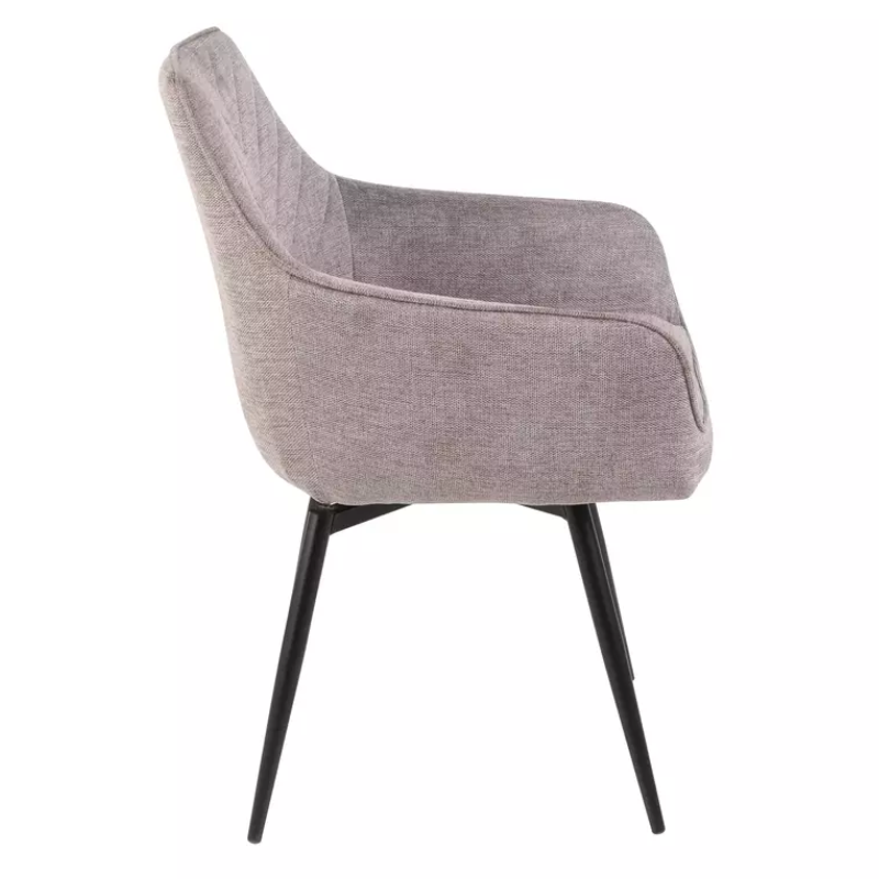 Chaise beige pivotante avec retour automatique et tissu FILIPE, pieds noir