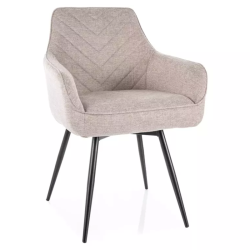 Chaise beige tissu et pieds métal noir FILIPE avec retour auto