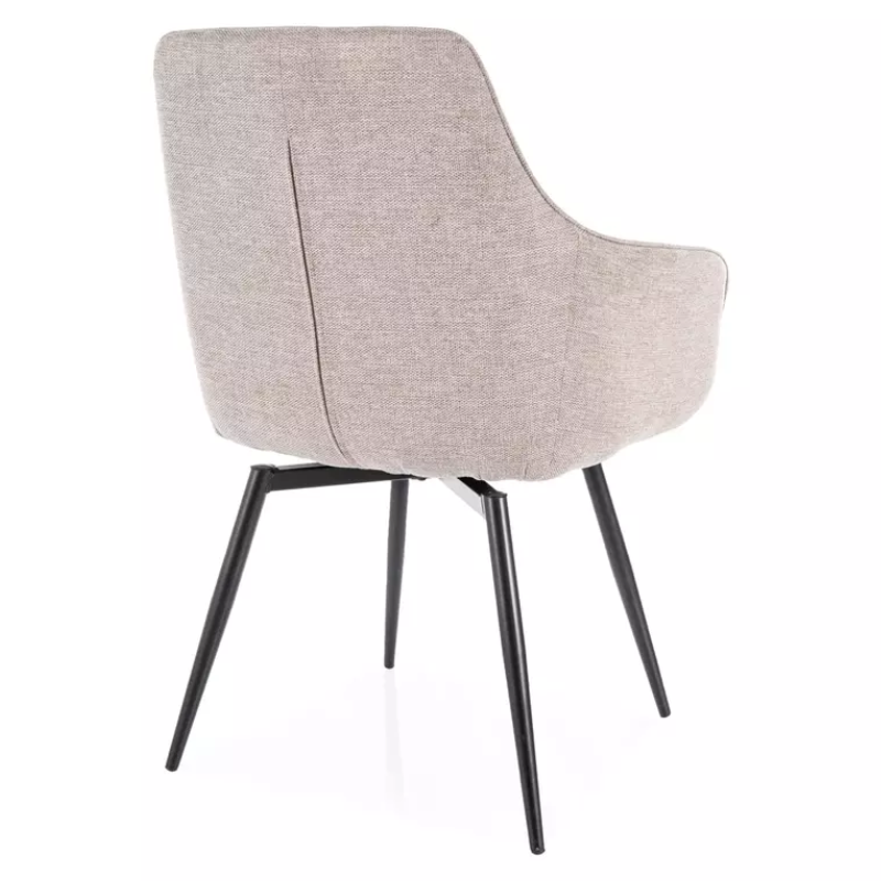 Chaise beige tissu et pieds métal noir FILIPE avec retour auto