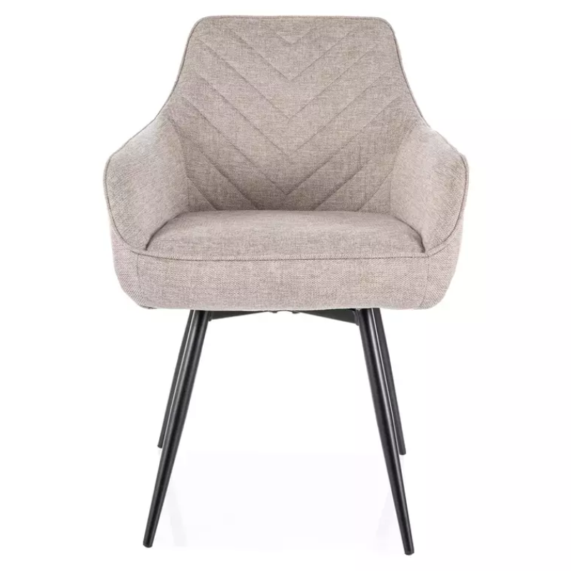 Chaise beige tissu et pieds métal noir FILIPE avec retour auto
