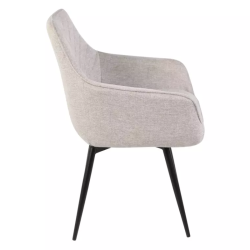 Chaise beige tissu et pieds métal noir FILIPE avec retour auto