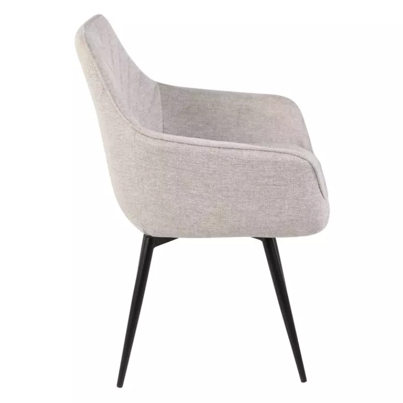 Chaise beige tissu et pieds métal noir FILIPE avec retour auto