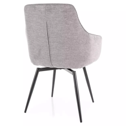 Chaise grise en tissu avec pieds noir et retour auto FILIPE moderne