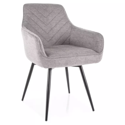 Chaise grise en tissu avec pieds noir et retour auto FILIPE moderne