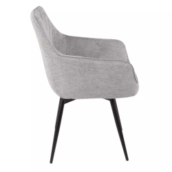 Chaise grise en tissu avec pieds noir et retour auto FILIPE moderne