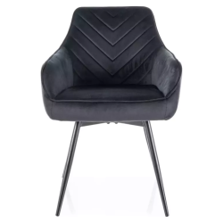 Chaise velours noir avec retour automatique et piètement métal FLOUTE