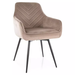 Chaise velours beige avec assise pivotante automatique FLOUTE