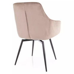 Chaise velours beige avec assise pivotante automatique FLOUTE