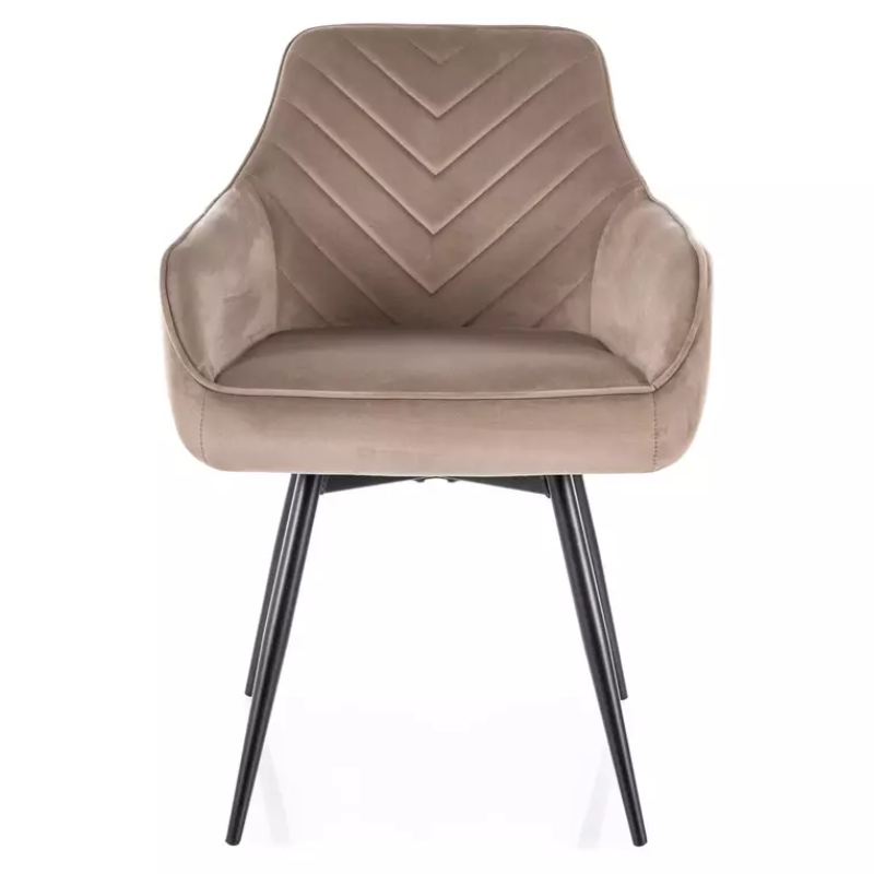 Chaise velours beige avec assise pivotante automatique FLOUTE