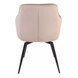 Chaise velours beige avec assise pivotante automatique FLOUTE