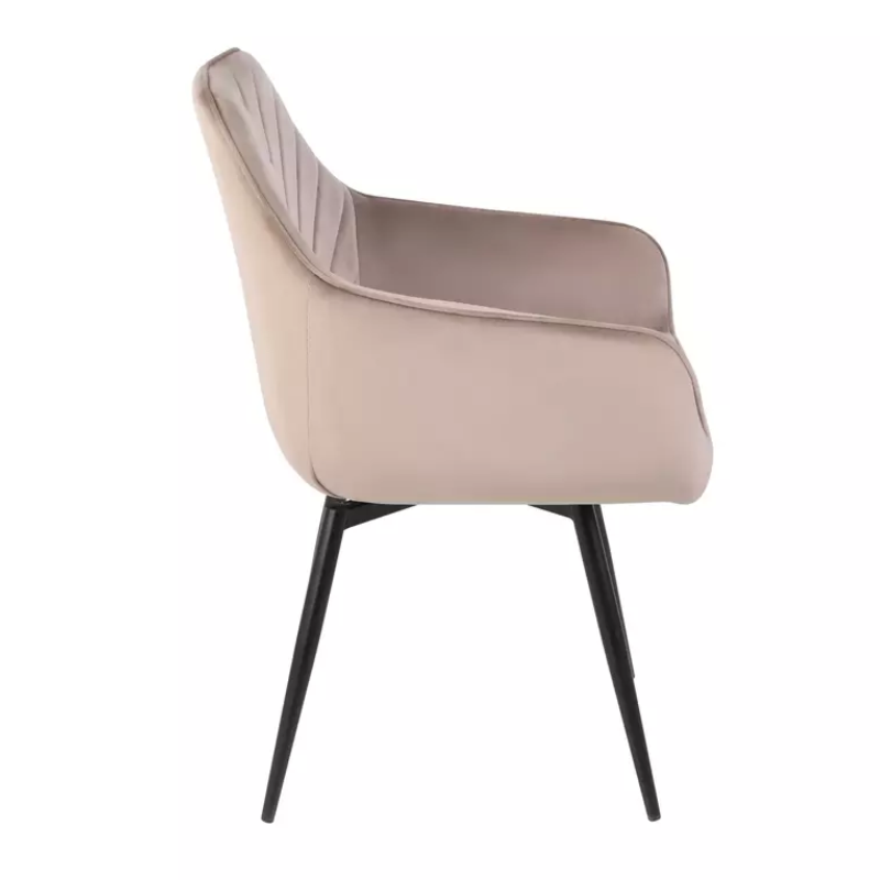 Chaise velours beige avec assise pivotante automatique FLOUTE
