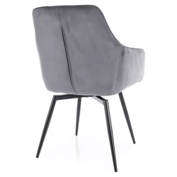 Chaise velours gris avec retour automatique et pieds métal FLOUTE