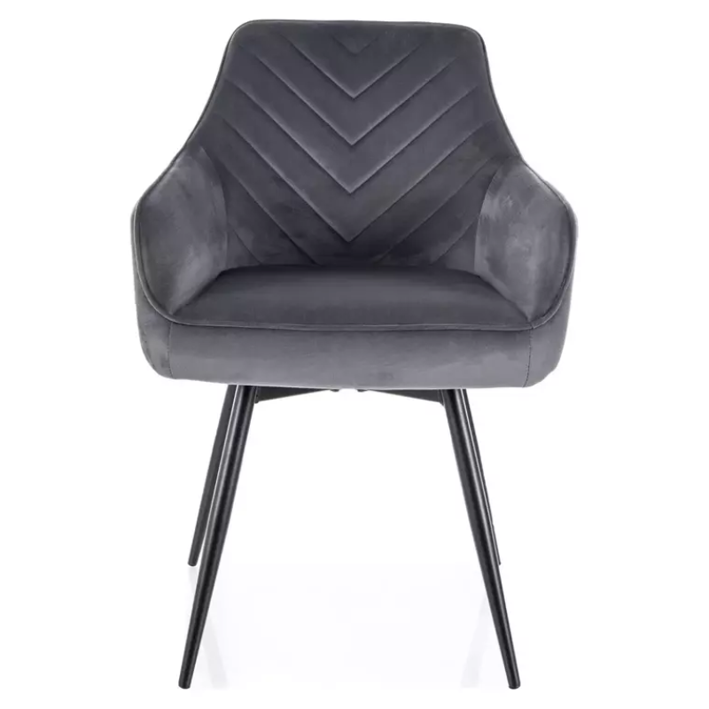 Chaise velours gris avec retour automatique et pieds métal FLOUTE