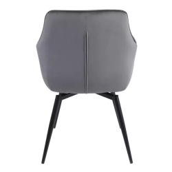 Chaise velours gris avec retour automatique et pieds métal FLOUTE