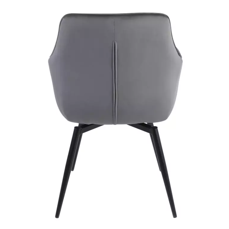 Chaise velours gris avec retour automatique et pieds métal FLOUTE