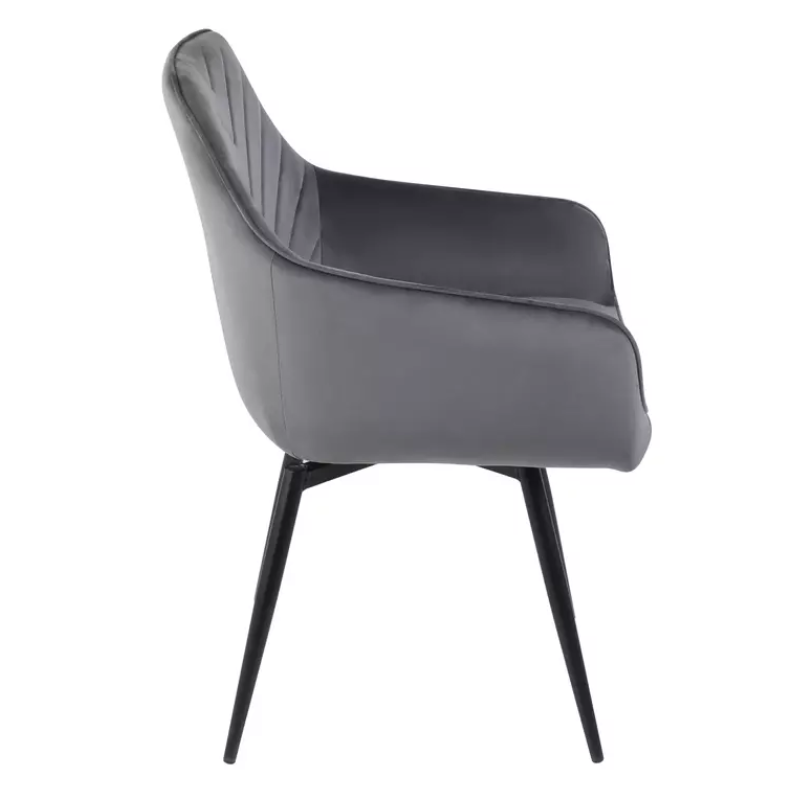 Chaise velours gris avec retour automatique et pieds métal FLOUTE
