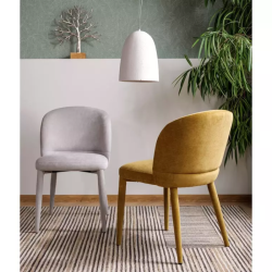 Chaise grise claire LYRO en tissu avec assise confortable et pieds textile