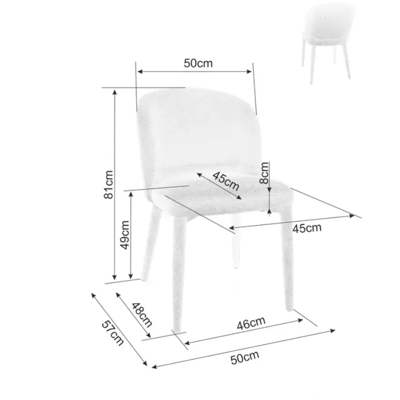 Chaise grise claire LYRO en tissu avec assise confortable et pieds textile