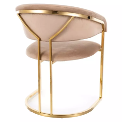 Chaise en velours beige avec structure dorée moderne en acier inoxydable TANGY