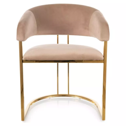 Chaise en velours beige avec structure dorée moderne en acier inoxydable TANGY