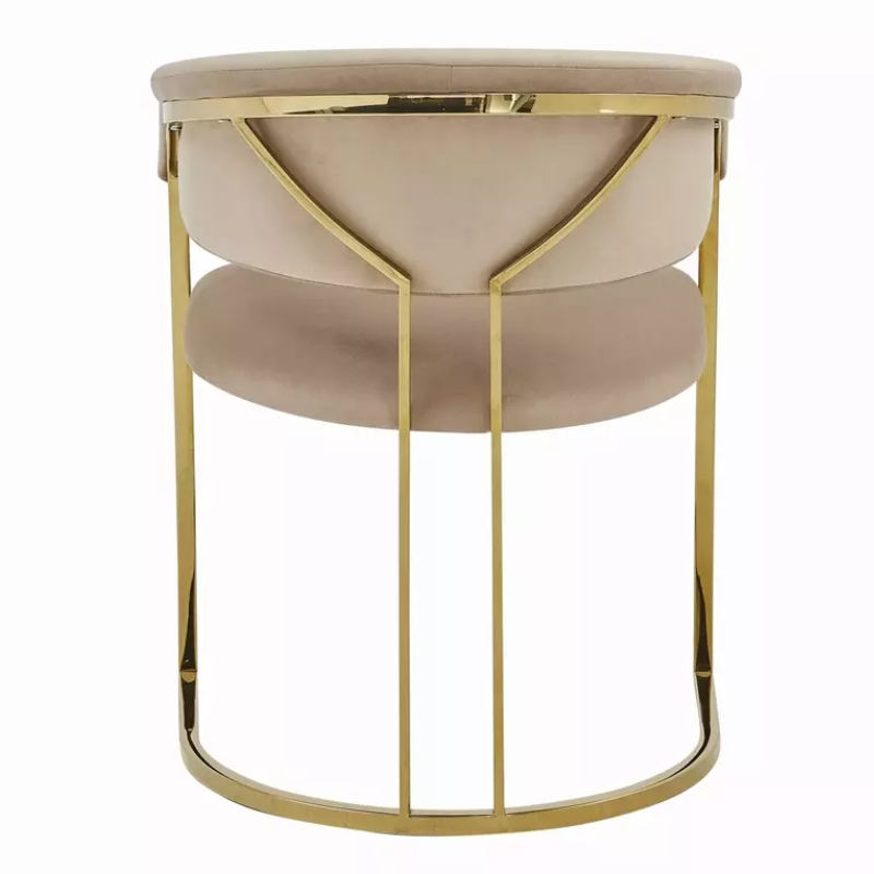 Chaise en velours beige avec structure dorée moderne en acier inoxydable TANGY