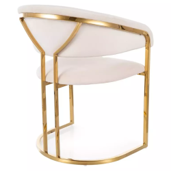 Chaise en velours beige avec structure dorée élégante en inox brillant TANGY