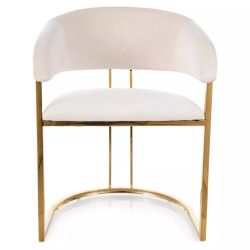 Chaise en velours beige avec structure dorée élégante en inox brillant TANGY