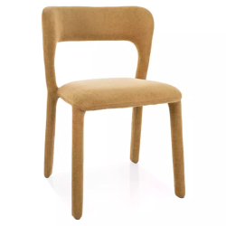 Chaise en tissu olive, dossier arrondi et silhouette épurée confortable et moderne VASIA