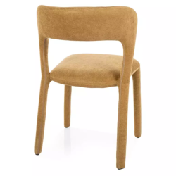 Chaise en tissu olive, dossier arrondi et silhouette épurée confortable et moderne VASIA