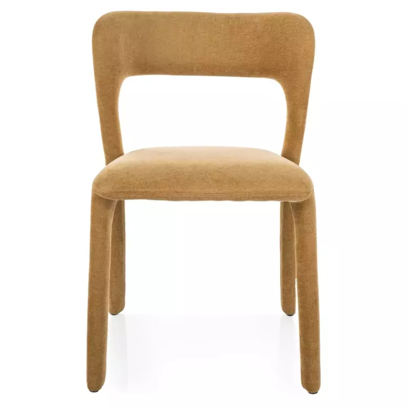 Chaise en tissu olive, dossier arrondi et silhouette épurée confortable et moderne VASIA