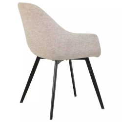 Chaise tissu beige avec accoudoirs incurvés et piètement métal noir MOLYNE