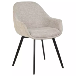 Chaise tissu beige avec accoudoirs incurvés et piètement métal noir MOLYNE