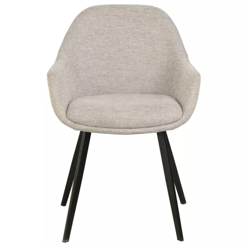 Chaise tissu beige avec accoudoirs incurvés et piètement métal noir MOLYNE