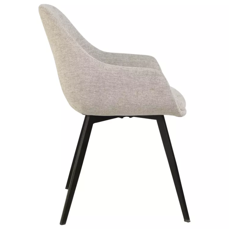 Chaise tissu beige avec accoudoirs incurvés et piètement métal noir MOLYNE