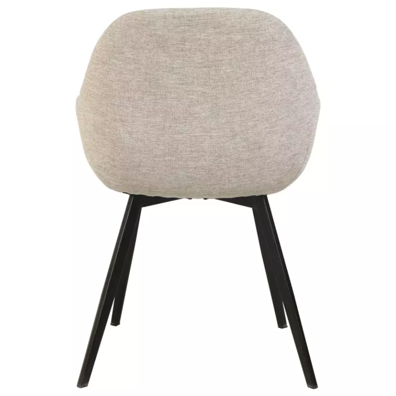 Chaise tissu beige avec accoudoirs incurvés et piètement métal noir MOLYNE