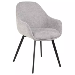 Chaise tissu gris avec accoudoirs ergonomiques et piètement en métal noir MOLYNE