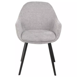 Chaise tissu gris et piètement noir avec accoudoirs confort MOLYNE