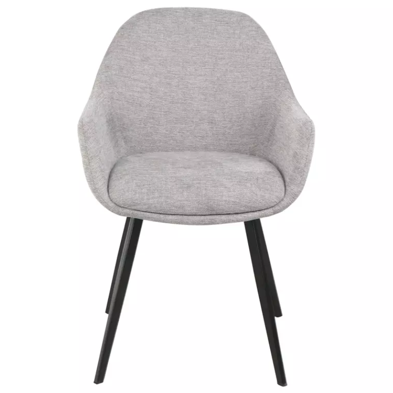 Chaise tissu gris et piètement noir avec accoudoirs confort MOLYNE