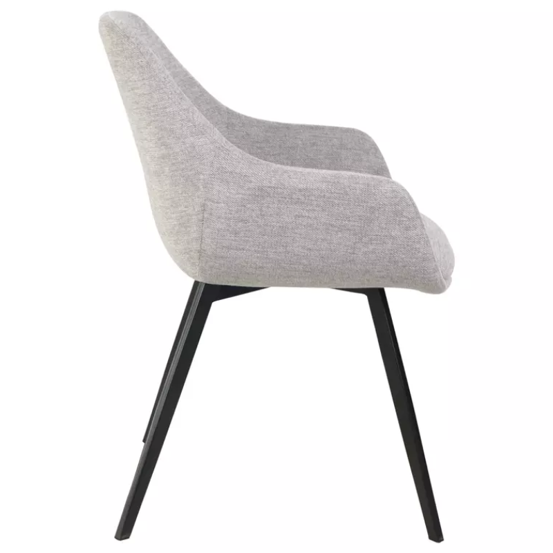Chaise tissu gris et piètement noir avec accoudoirs confort MOLYNE