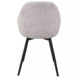 Chaise tissu gris et piètement noir avec accoudoirs confort MOLYNE
