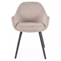Chaise tissu beige avec accoudoirs design et structure métal noir mat MOLYNE