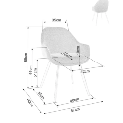 Chaise tissu beige avec accoudoirs design et structure métal noir mat MOLYNE