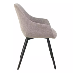 Chaise tissu beige avec accoudoirs design et structure métal noir mat MOLYNE