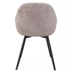 Chaise tissu beige avec accoudoirs design et structure métal noir mat MOLYNE