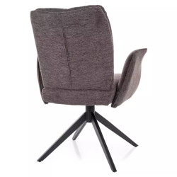 Chaise pivotante cappuccino tissu avec retour automatique et piètement noir POLYCA