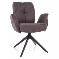 Chaise pivotante cappuccino tissu avec retour automatique et piètement noir POLYCA