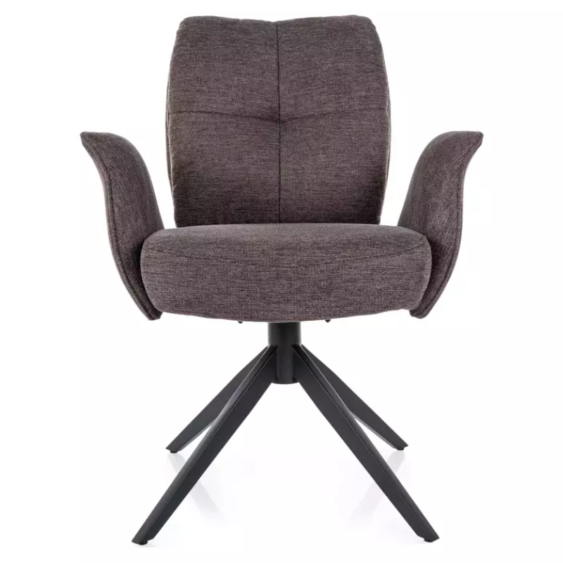 Chaise pivotante cappuccino tissu avec retour automatique et piètement noir POLYCA