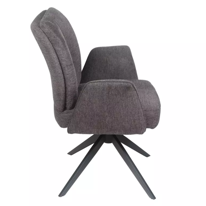Chaise pivotante cappuccino tissu avec retour automatique et piètement noir POLYCA