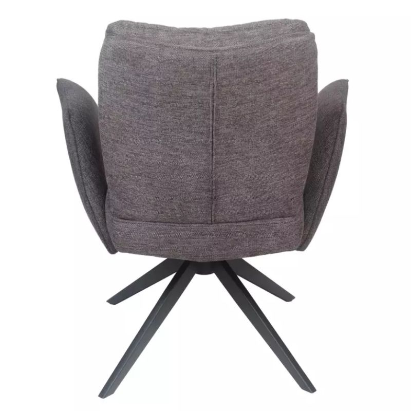 Chaise pivotante cappuccino tissu avec retour automatique et piètement noir POLYCA
